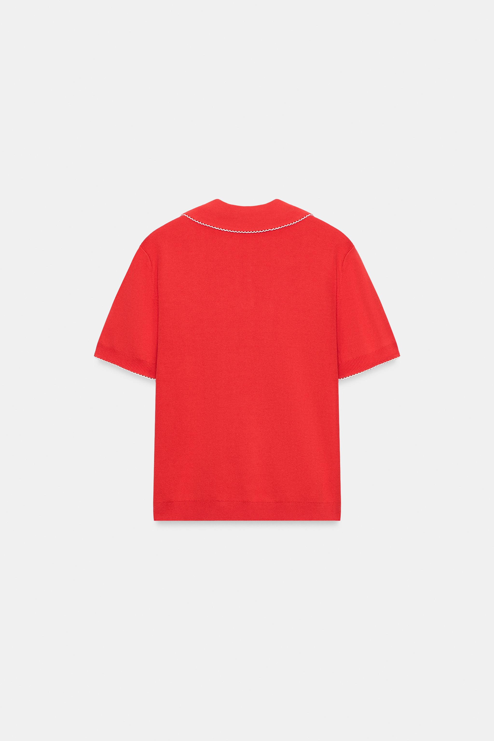 CONTRAST LACE KNIT POLO SHIRT